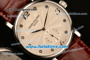 Patek Philippe Calatrava 2813 Automatic Steel Case with White Dial and Arabic Numeral/Diamonds Markers