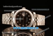 Rolex Datejust 37mm Swiss ETA 2836 Automatic Steel Case with Jubilee Steel Bezel Black Mop Dial Diamonds Steel Bracelet