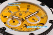 Hublot King Power Ferrari Chrono Miyota OS20 Quartz Steel Case with White Rubber Strap Yellow Dial