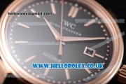 IWC Ingenieur Miyota 8205 Automatic Rose Gold Case with Black Dial Stick Markers and Black Leather Strap (YF)