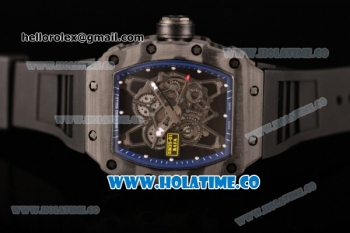 Richard Mille RM35-01 Bubba Watson Tourbillon Manual Winding Carbon Fiber Case with Skeleton Dial and White Dot Markers - Blue Inner Bezel