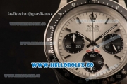 Rolex Daytona Vintage Edition Chrono Miyota OS20 Quartz Steel Case with Silver Dial and Black Leather Strap