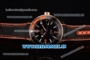 Omega Seamaster Planet Ocean 600M Clone Omega 8900 Automatic PVD Case with Black Dial and Black/Orange Rubber Strap Orange Arabic Numeral Markers (EF)