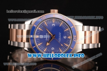 Omega Seamaster 300 Master Co-Axial Clone Omega 8500 Automatic Rose Gold/Steel Case with Blue Dial and Stick Markers