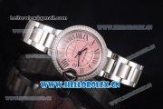 Cartier Ballon Bleu Medium Asia Automatic Stainless Steel Case/Bracelet with Pink Dial and Roman Numeral Markers Diamonds Bezel(YF)