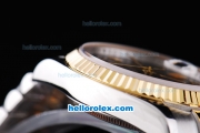 Rolex Datejust Oyster Perpetual Automatic Movement ETA Case Two Tone with Gold Bezel,Black MOP Dial and Gold Roman Marking