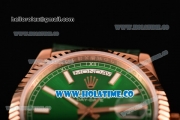 Rolex Day-Date Asia 2813/Swiss ETA 2836/Clone Rolex 3135 Automatic Rose Gold Case with Stick Markers and Green Dial (BP)