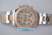 Rolex Daytona Oyster Perpetual Automatic with Diamond and Gold Bezel,Full Diamond Dial and Black Number Marking