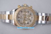 Rolex Daytona Oyster Perpetual Automatic with Diamond and Gold Bezel,Full Diamond Dial and Black Number Marking Rolex Daytona Oyster Perpetual Automatic with Diamond and Gold Bezel,Full Diamond Dial and Black Number Marking