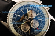 Breitling Navitimer Automatic Movement Silver Case with Black Dial and Silver Stick Marker-Black Leather Strap