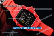 1:1 Richard Mille RM 35-02 RAFAEL NADA Japanese Miyota 9015 Automatic Red PVD Case with Skeleton Dial Red Crown/Rubber Strap