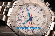 Rolex Yachtmaster II Chrono Swiss Valjoux 7750 Automatic Full Steel with White Dial and Dot Markers (BP)