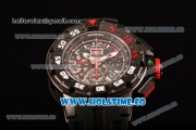 Richard Mille RM 032 Chrono Swiss Valjoux 7750 Automatic PVD Case with Skeleton Dial Black Rubber Strap and White Stick Markers