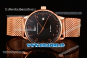 IWC Portugieser Asia 2813 Automatic Full Rose Gold with Black Dial and Rose Gold Arabic Numeral Markers