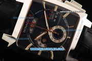 Tag Heuer Monaco LS Chronograph Miyota Quartz Movement Steel Case with Blue Dial and Black Leather Strap