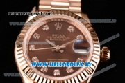 Rolex Datejust Swiss ETA 2671 Automatic Rose Gold Case with Brown Dial Diamonds Markers and Rose Gold Bracelet (BP)