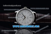 Rolex Cellini Clone Rolex 3132 Automatic Steel Case with White Dial Brown Leather Strap - (BP)