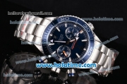 Omega Seamaster Planet Ocean 600 M Co-Axial Chrono Clone 9300 Automatic Steel Case with White Stick Markers and Blue Dial - 1:1 Original (AT)