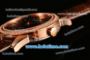 Patek Philippe Calatrava Swiss ETA 2824 Automatic Rose Gold Case with Black Dial Diamonds Bezel and Stick Markers