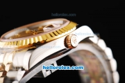 Rolex Datejust Swiss ETA 2836 Automatic Movement 18K Gold Never Fade with Diamonds Markers and Gold Dial-Two Tone