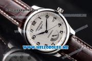 Longines Master Power Reserve Swiss ETA 2824 Automatic Steel Case with White Dial and Brown Leather Strap Arabic Numeral Markers
