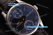 IWC Portuguese Asia 6497-CHG Manual Winding Steel Case with Black Leather Strap Black Dial Numeral Markers