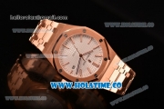 Audemars Piguet Royal Oak 41MM Clone AP Calibre 3120 Automatic Full Rose Gold with White Dial and Stick Markers (EF)