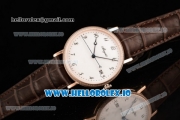 Breguet Classique Japanese Miyota 9015 Automatic Movement Rose Gold White Dial and Arabic Numeral Markers Leather Strap (FF)
