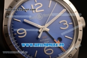 Bell&Ross Vintage BR 123 GMT Miyota 9015 Automatic Steel Case with Blue Dial and Black Rubber Strap