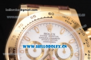 Rolex Cosmograph Daytona Clone Rolex 4130 Automatic Yellow Gold Case with White Dial Stick Markers and Brown Leather Strap (BP)