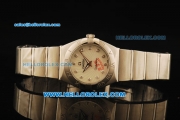 Omega Constellation Swiss Quartz Movement Full Steel with and Beige Dial and Diamond Markers-Lady Model