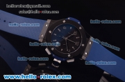 Hublot Big Bang Chronograph Quartz Movement PVD Case with Black Dial and Blue Rubber Strap