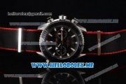 Omega Seamaster Planet Ocean Chronograph Swiss Valjoux 7750 Automatic Steel Case with Black Dial and Stick Markers Black/Red Nylon Strap (EF)