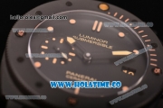 Panerai Submersible 1950 3 Days PAM 508 Clone P.9000 Automatic Ceramic Case with Yellow Markers Black Leather Strap and Black Dial