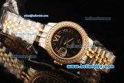 Rolex Datejust Automatic Movement ETA Coating Case with Black Dial and Gold Roman Numerals-Diamond Bezel