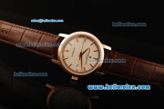 Vacheron Constantin Patrimony Swiss ETA 2892 Automatic Movement Rose Gold Case with Rose Gold Stick Markers and Brown Leather Strap