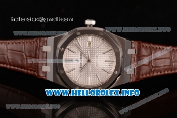 Audemars Piguet Royal Oak 41 Clone AP Calibre 3120 Automatic Steel Case with White Dial Stick Markers and Brown Leather Strap (BP)