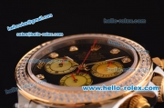 Rolex Daytona Swiss Valjoux 7750-SHG Automatic Two Tone Case/Strap with Double Row Diamond Bezel - Black Dial