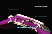 Hublot Big Bang Chronograph Miyota Quartz Movement Steel Case with Purple Markers and Purple Rubber Strap - Lady Model