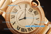 Cartier Ballon Bleu De Swiss ETA Quartz Full Rose Gold with Diamond Bezel and White Dial