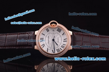 Cartier Ballon bleu de Swiss Quartz Rose Gold Case with Diamond Bezel and White Dial