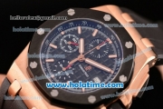 Audemars Piguet Royal Oak Offshore Chronograph Swiss Valjoux 7750 Automatic Rose Gold Case with PVD Bezel Stick Markers and Black Rubber Strap