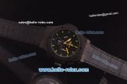 Hublot Aero Bang Niemeyer Swiss Valjoux 7750 Automatic Movement PVD Case with Black Skeleton Dial and Green/Yellow Markers/Hands