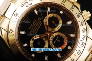 Rolex Daytona II Automatic Movement Full Gold with Stick Markers and Black Dial