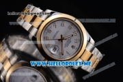 Rolex Day-Date II Asia Automatic Two Tone Case/Bracelet with Silver Dial and Yellow Gold Markers