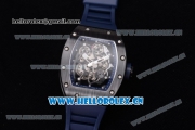 Richard Mille RM 055 Miyota 9015 Automatic PVD Case with Skeleton Dial Dot Markers and Blue Rubber Strap