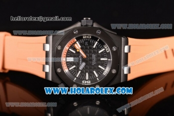 Audemars Piguet Royal Oak Offshore Diver Clone AP Calibre 3120 Automatic PVD Case with Black Dial Orange Rubber Strap and White Stick Markers (EF)