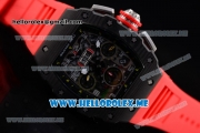 Richard Mille RM 11-03 Swiss Valjoux 7750 Automatic PVD Case with Skeleton Dial and Red Rubber Strap Arabic Numeral Markers