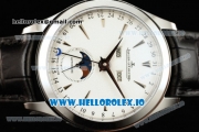 Jaeger-LECoultre Master Calendar Miyota 9015 Automatic Steel Case White Dial With Stick Markers Black Leather Strap (JH)