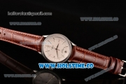 Rolex Cellini Time Asia 2813 Automatic Steel Case with White Dial Brown Leather Strap and Stick Markers